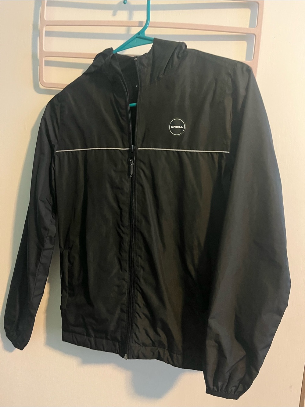 O'Neill youth boys Black Hooded Windbreaker Jacket